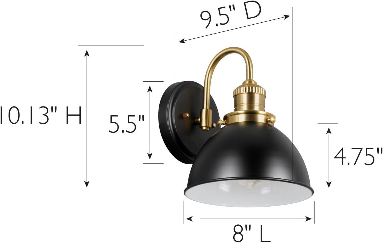 Design House 588293-BGD Savannah Farmhouse 1-Light Indoor Dimmable Wall Light Matte Black Metal Shade for Hallway Foyer Kitchen, Matte Black and Satin Gold