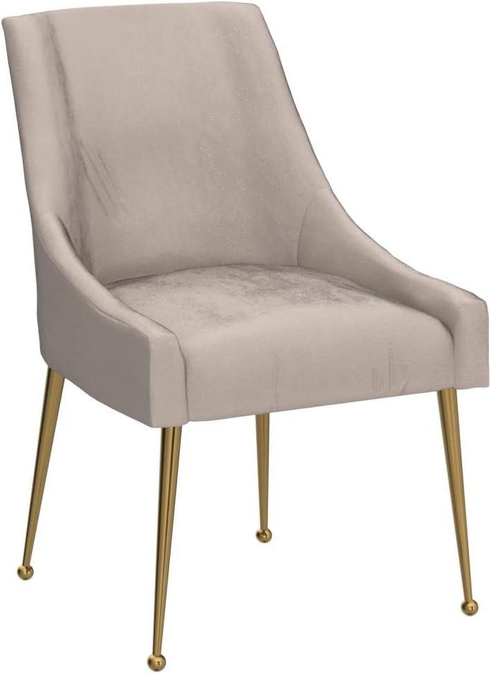 Home Beyond Velvet Upholstered Wing Back Parsons Chair with Golden Plated Legs, Accent Chairs with Contemporary Design for Living Room, Comfortable Armless Padded Chairs, Set of 2, VC-21B, Blue