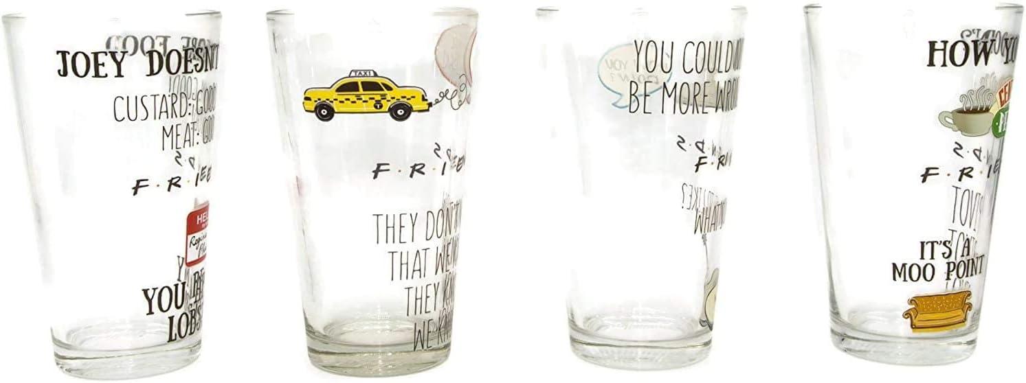 Friends Quotes Pattern 4-Piece 16 oz Pub Glass Set