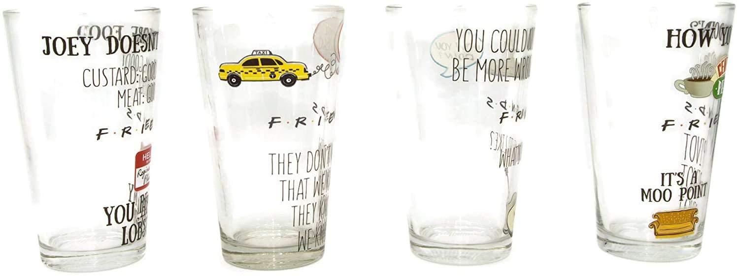 Friends Quotes Pattern 4-Piece 16 oz Pub Glass Set