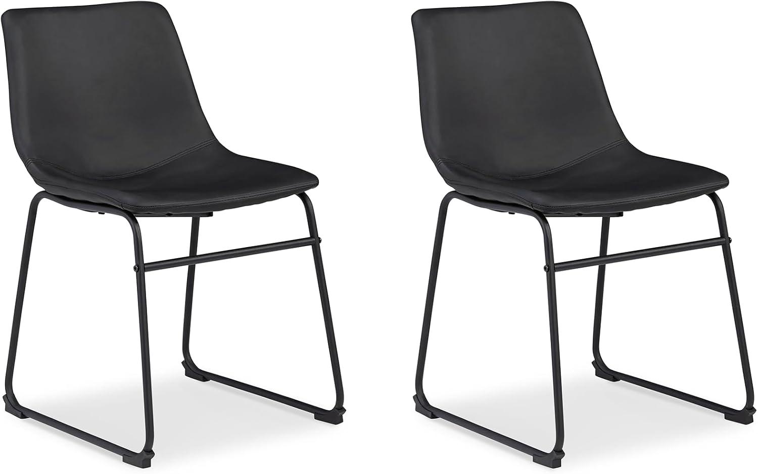 Signature Design by Ashley Centiar Mid Century Dining Room Bucket Chair, Set of 2, Black