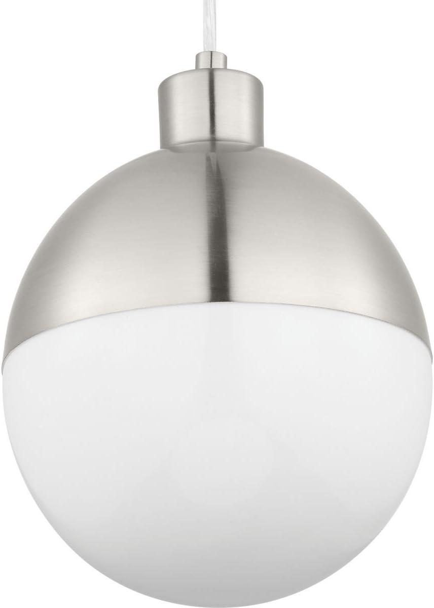 Progress Lighting Globe Collection 1-Light Pendant, Steel, Black Finish, Opal Glass Shade