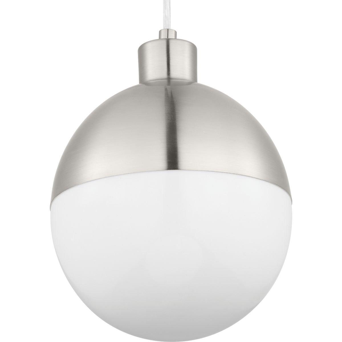 Progress Lighting Globe Collection 1-Light Pendant, Steel, Black Finish, Opal Glass Shade