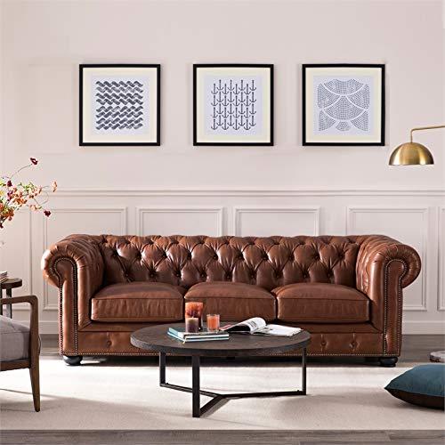 Freddie 95'' Genuine Leather Chesterfield Sofa