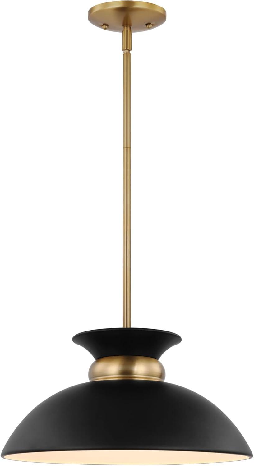 Nuvo Lighting 60/7460 Perkins 15" Wide Pendant - Matte Black / Burnished Brass