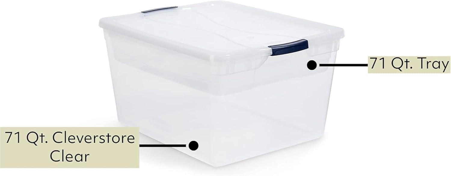 Clear Stackable Plastic Storage Bins with Latching Lids, 71 Quart