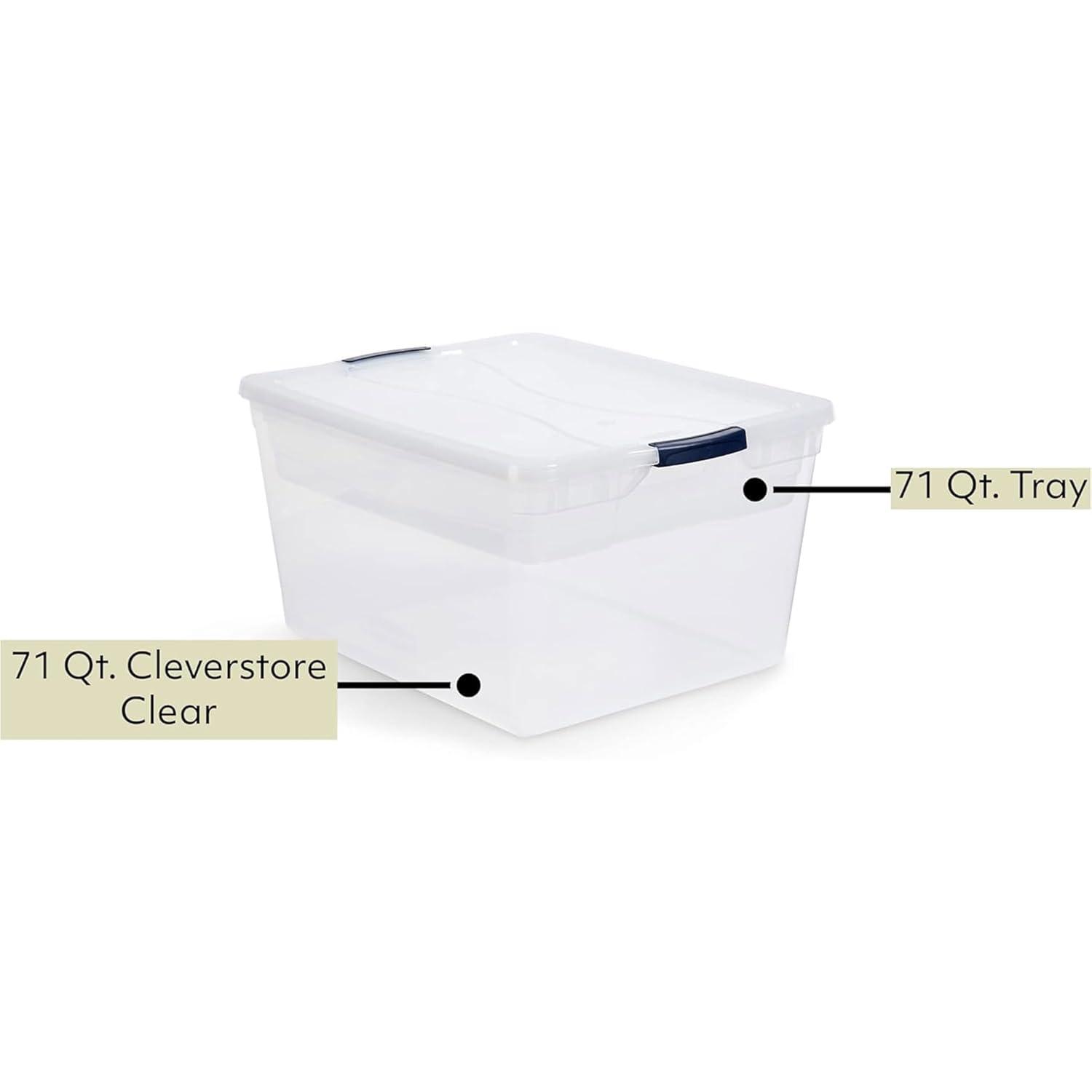 Clear Stackable Plastic Storage Bins with Latching Lids, 71 Quart