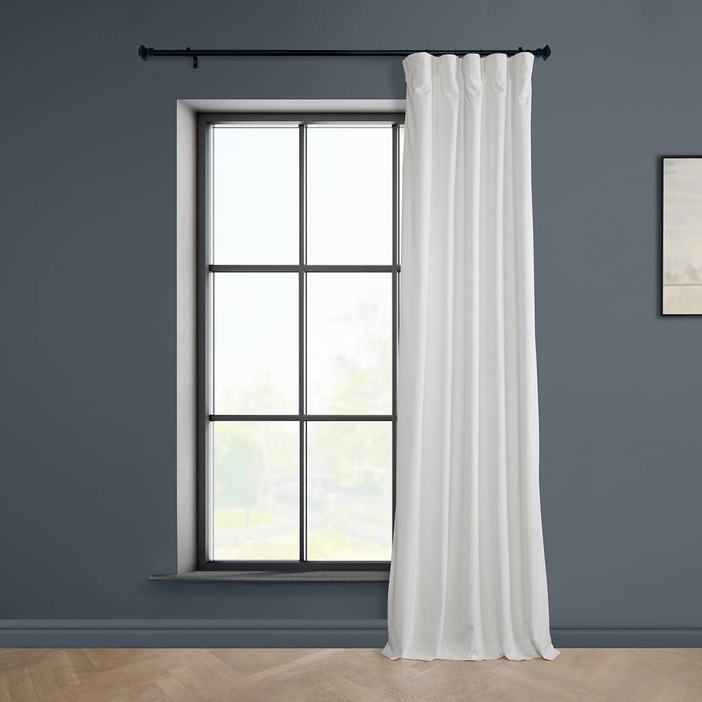 Pillow White Velvet Rod Pocket Room Darkening Curtain - 50 in. W x 108 in. L Single Panel Window Velvet Curtain