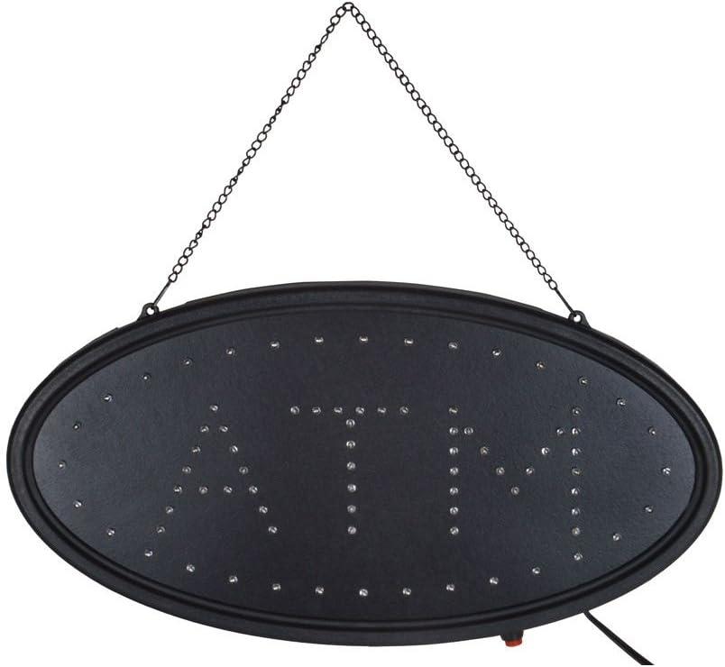 Boshen Led ATM Signs Decor for Bank Business Mart Shop Store Bar Cafe Now Open Sign Display On/Off Switch + Chain (19" Lx 10"W(Oval"ATM"))