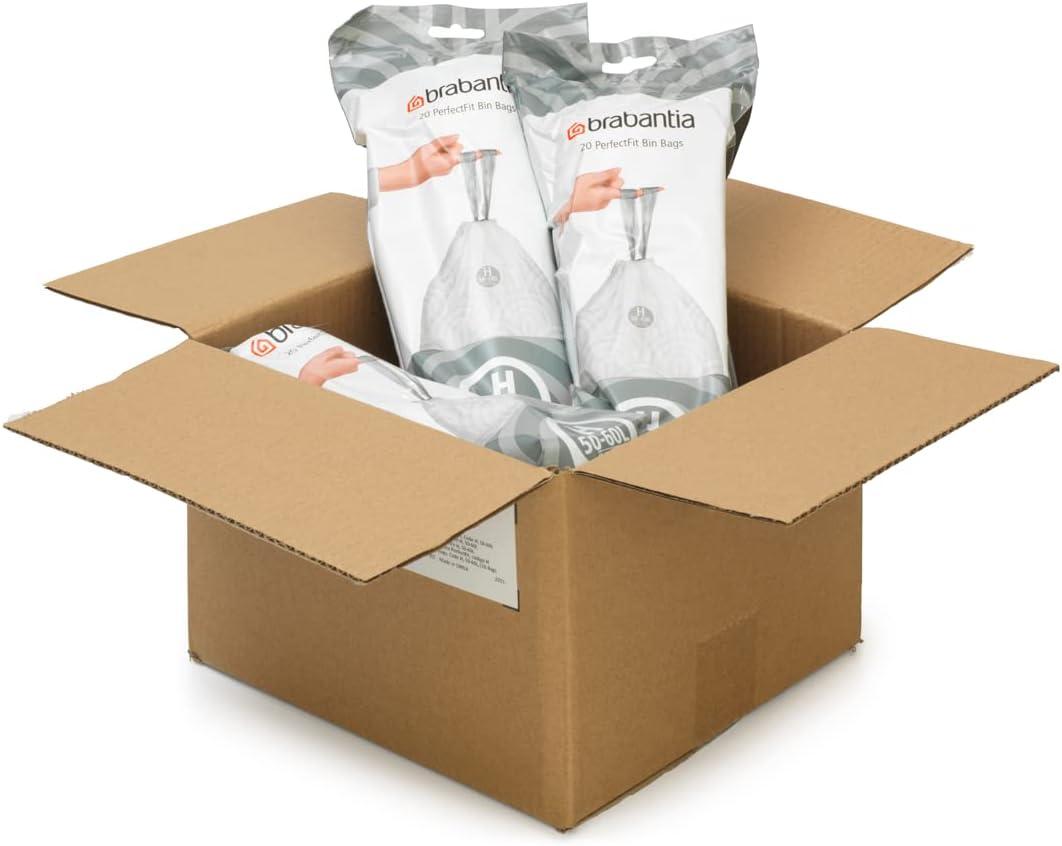 Brabantia Brabantia PerfectFit Trash Bags, Code H, 13.2-16 Gallon (50-60L), 120 Trash Bags (Set of 120)