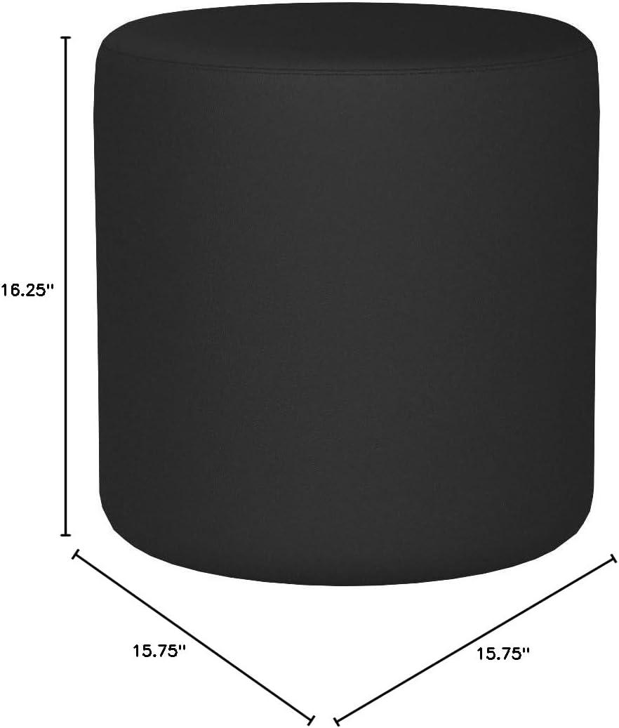 Flash Furniture Barrington Upholstered Round Ottoman Pouf in Black LeatherSoft