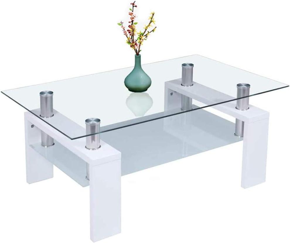 Lipoton Glass Coffee Table Glass Top Coffee Table Glass Living Room Table Rectangle Glass Coffee Table