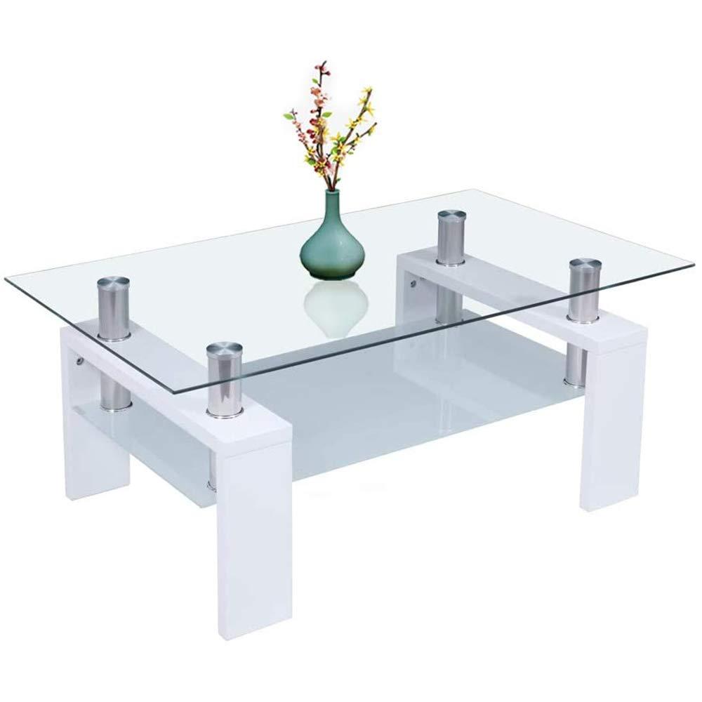 Lipoton Glass Coffee Table Glass Top Coffee Table Glass Living Room Table Rectangle Glass Coffee Table