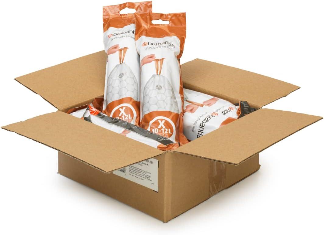 Brabantia PerfectFit Trash Bags, Code X, 2.6-3.2 Gallon, 200 Count