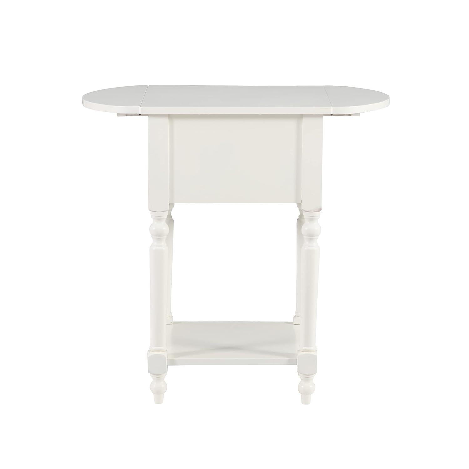 Powell Shiloh Single Drawer Indoor End Table with Shelf and Dropleaf, 24" Tall, White
