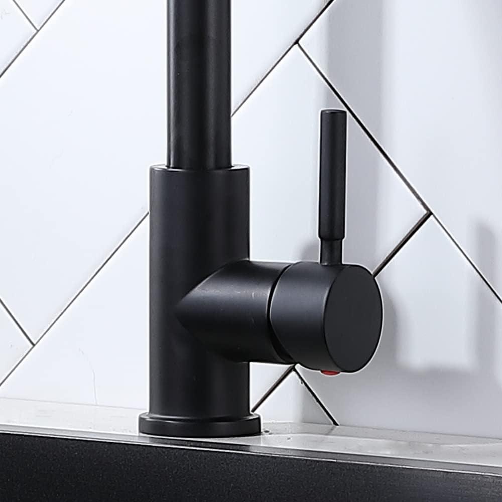 Matte Black Stainless Steel High Arc Kitchen Faucet with Pull Down Sprayer