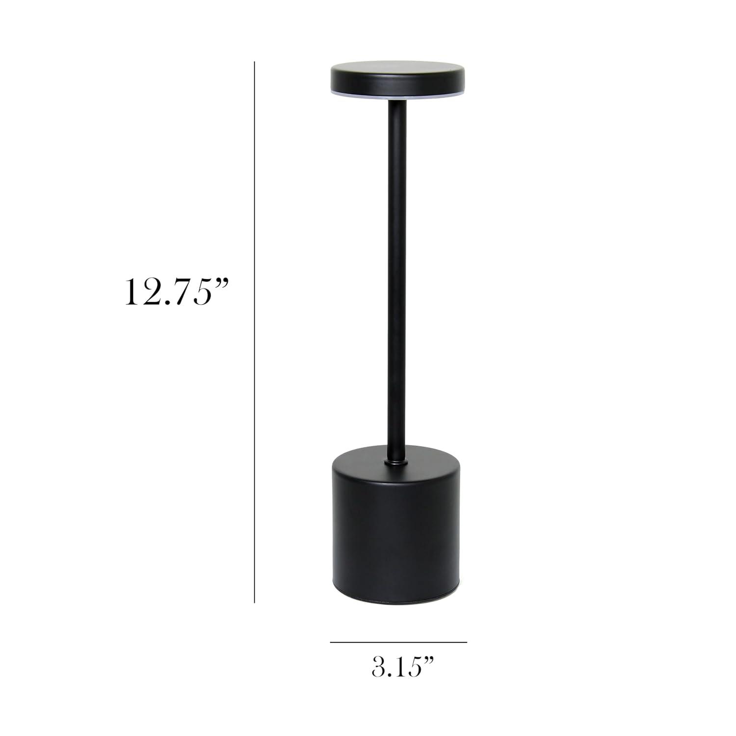 Simple Designs 12.75" Mushroom Magic Disc Dimming and Rechargeable Cordless 4-Way Touch Sensor Stick Desk Lamp Black