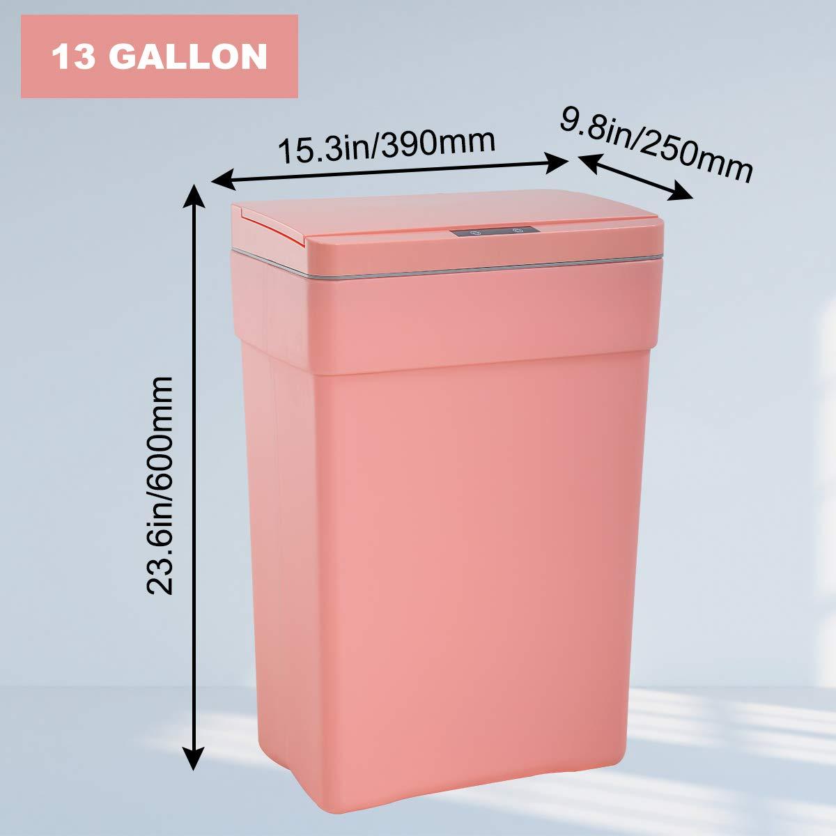 FDW Trash Can 13 Gallon 50 Liter Touchless Trash Bin with Lid Plastic Kitchen Waste Bin Quiet Operation &  Adjustable Sensitivity