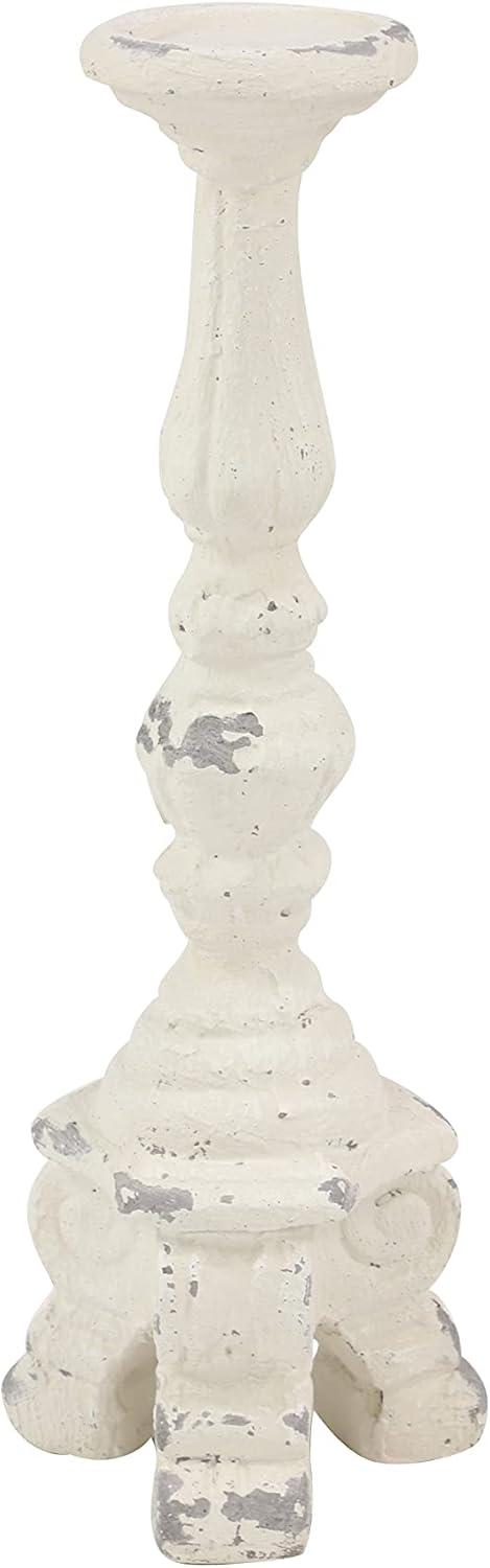 Elegant Vintage White Ceramic 20" Candlestick Holder