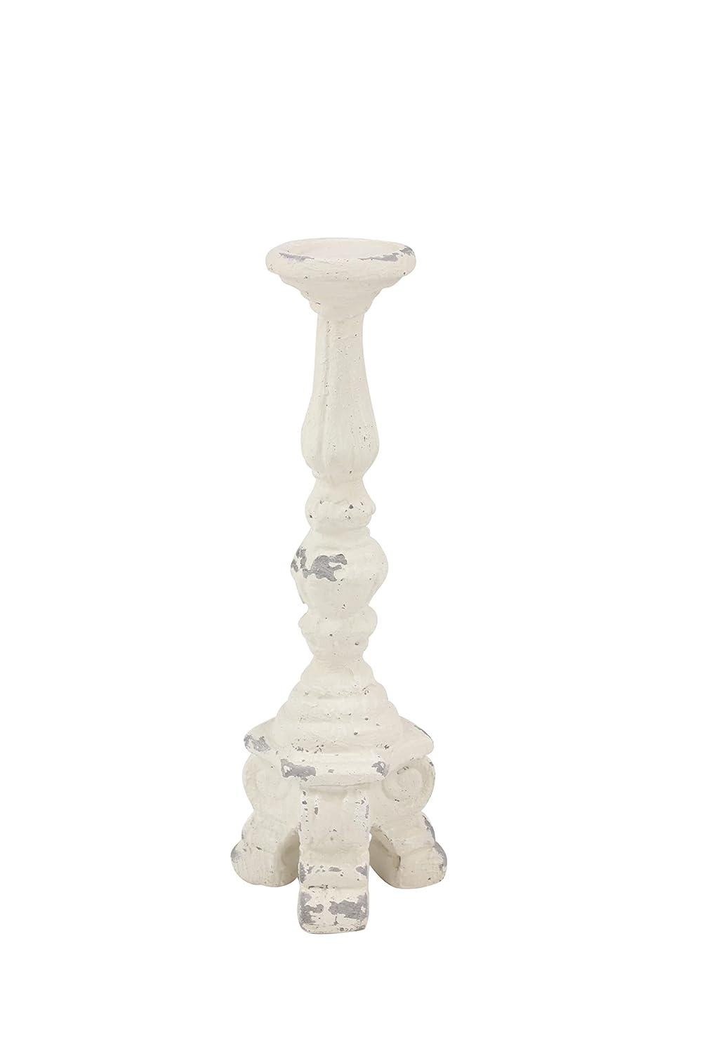 DecMode 7"W, 20"H Vintage Candlestick, White, 1 - Piece