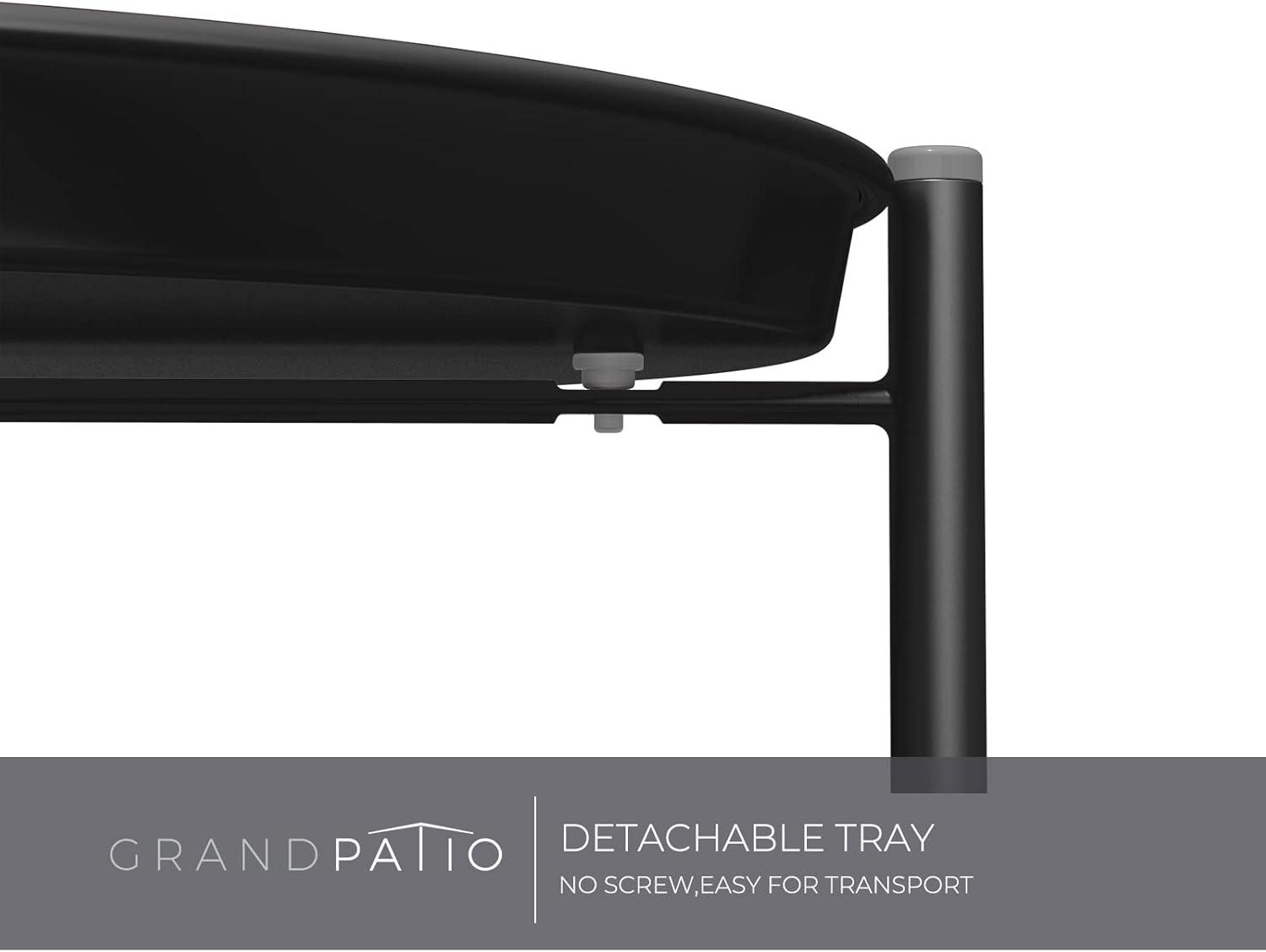 Grand patio Outdoor Side Table, 2-Tier Metal Round End Table, Black