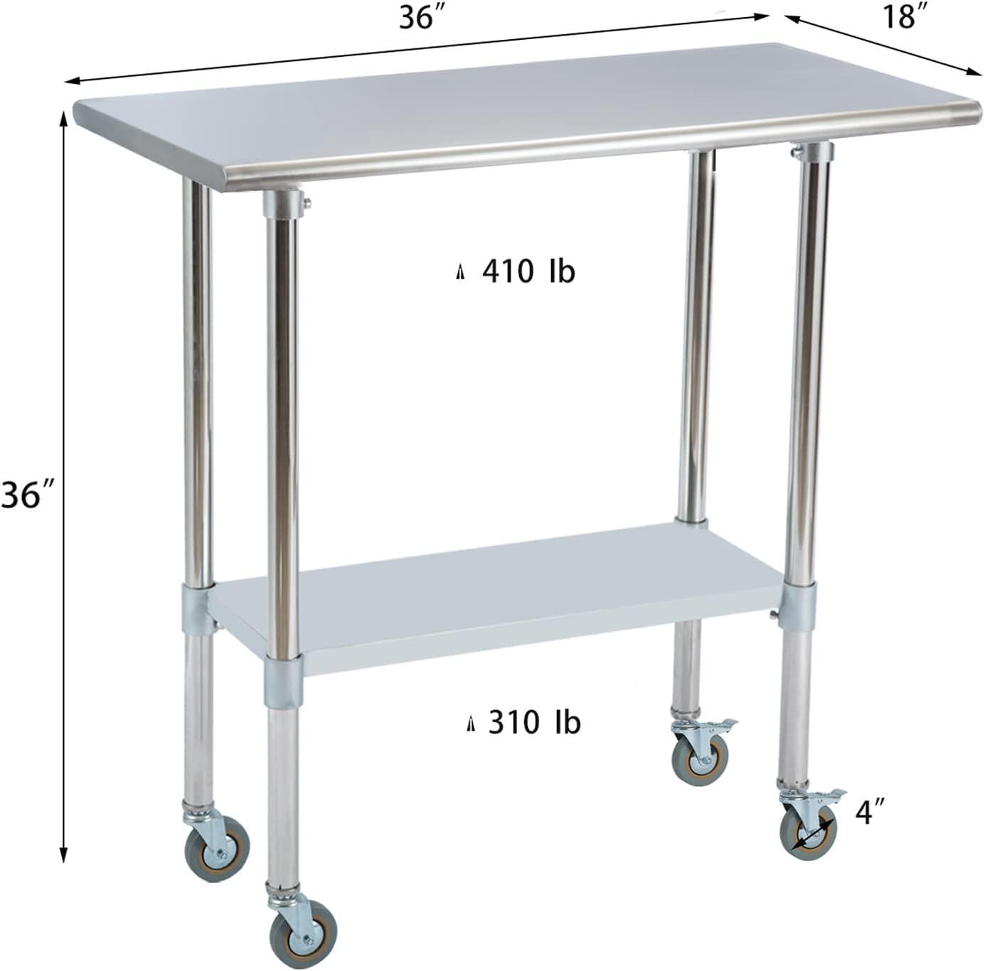 Amgood Stainless Steel Table With Wheels