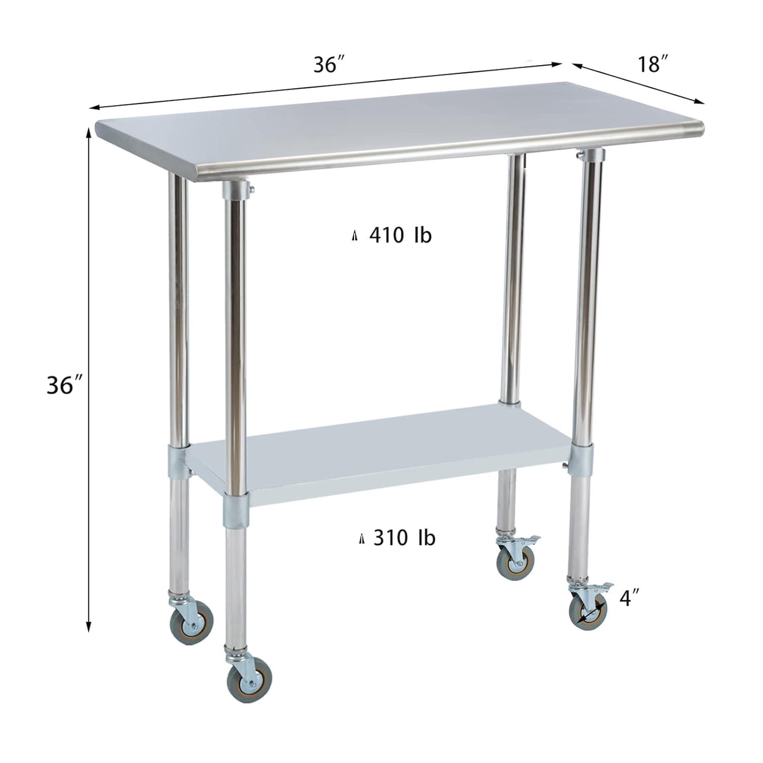 Amgood Stainless Steel Table With Wheels