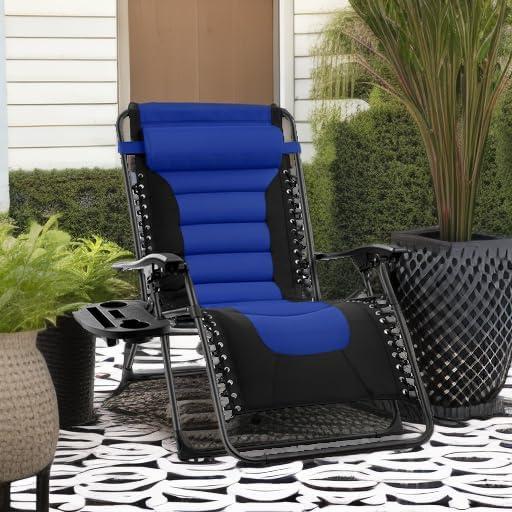 Best Choice Products Oversized Padded Zero Gravity Chair, Folding Outdoor Patio Recliner w/ Side Tray