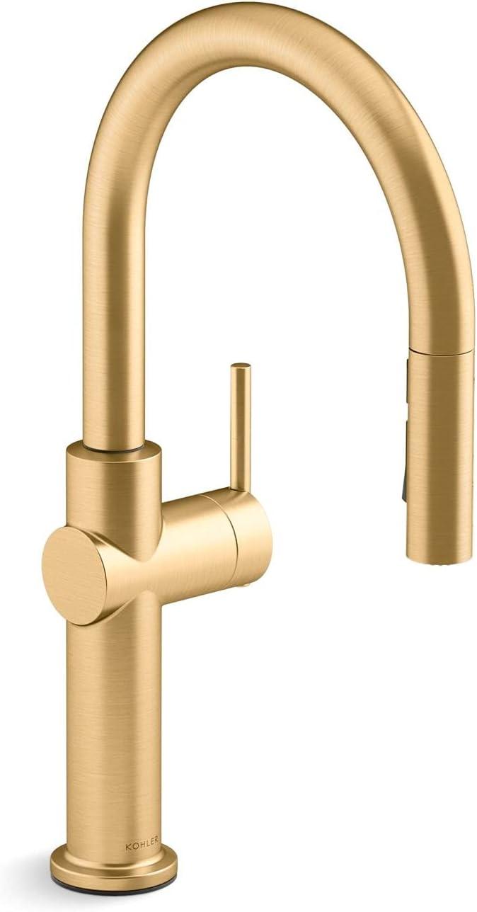 Sophisticated Moderne Brass Regular Kitchen Faucet with Pull-out Spray