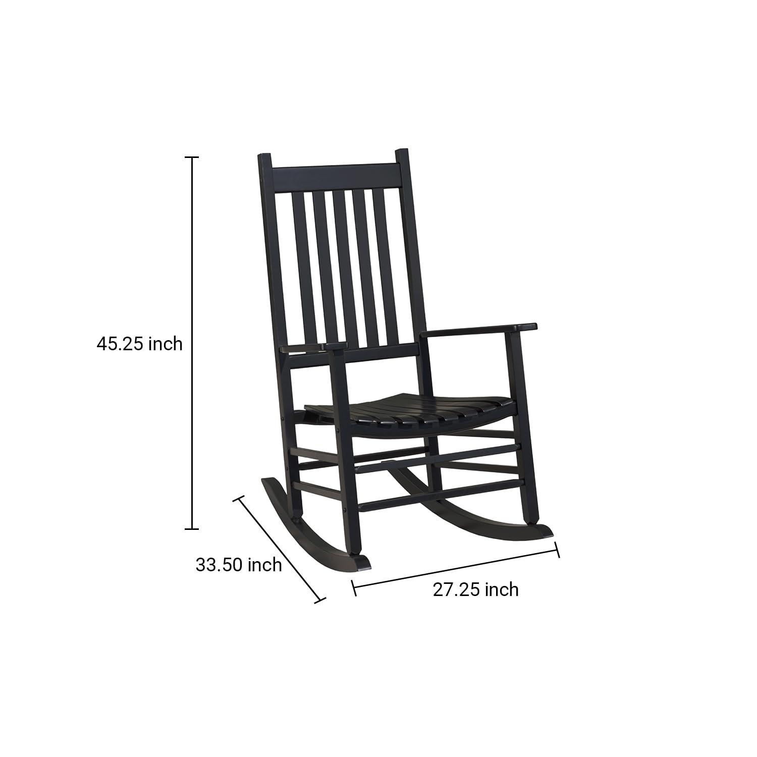 Comfortable Black Wooden Rocking Chair with Wavy Backboard - 68.5*86*115CM for Relaxation in Living Room or Patio