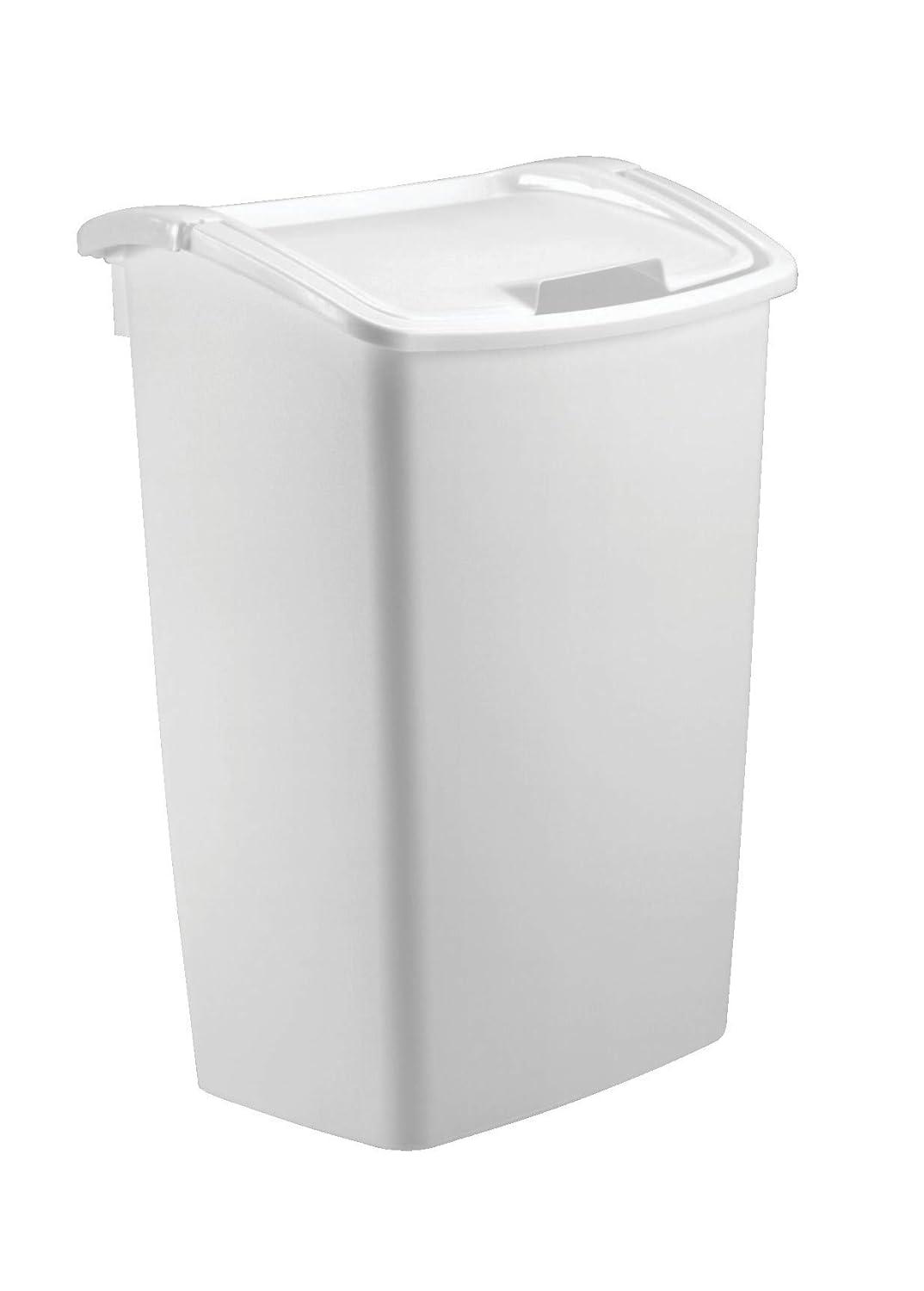 White Plastic Kitchen Wastebasket with Swing Lid