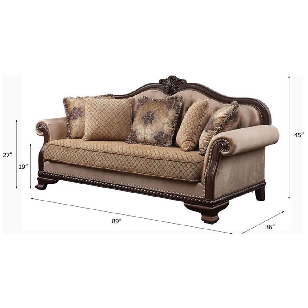 89" Chateau De Ville Sofa with Nailhead Trim & Wood Carving - Acme Furniture