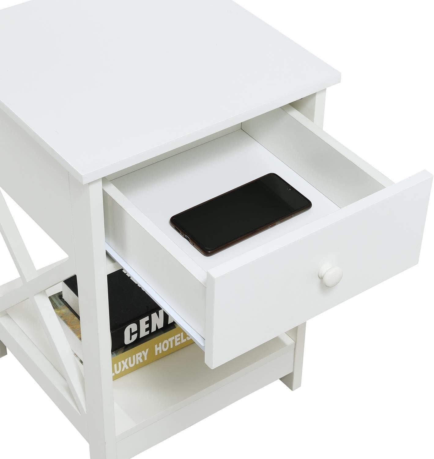 Oxford 1 Drawer End Table, White