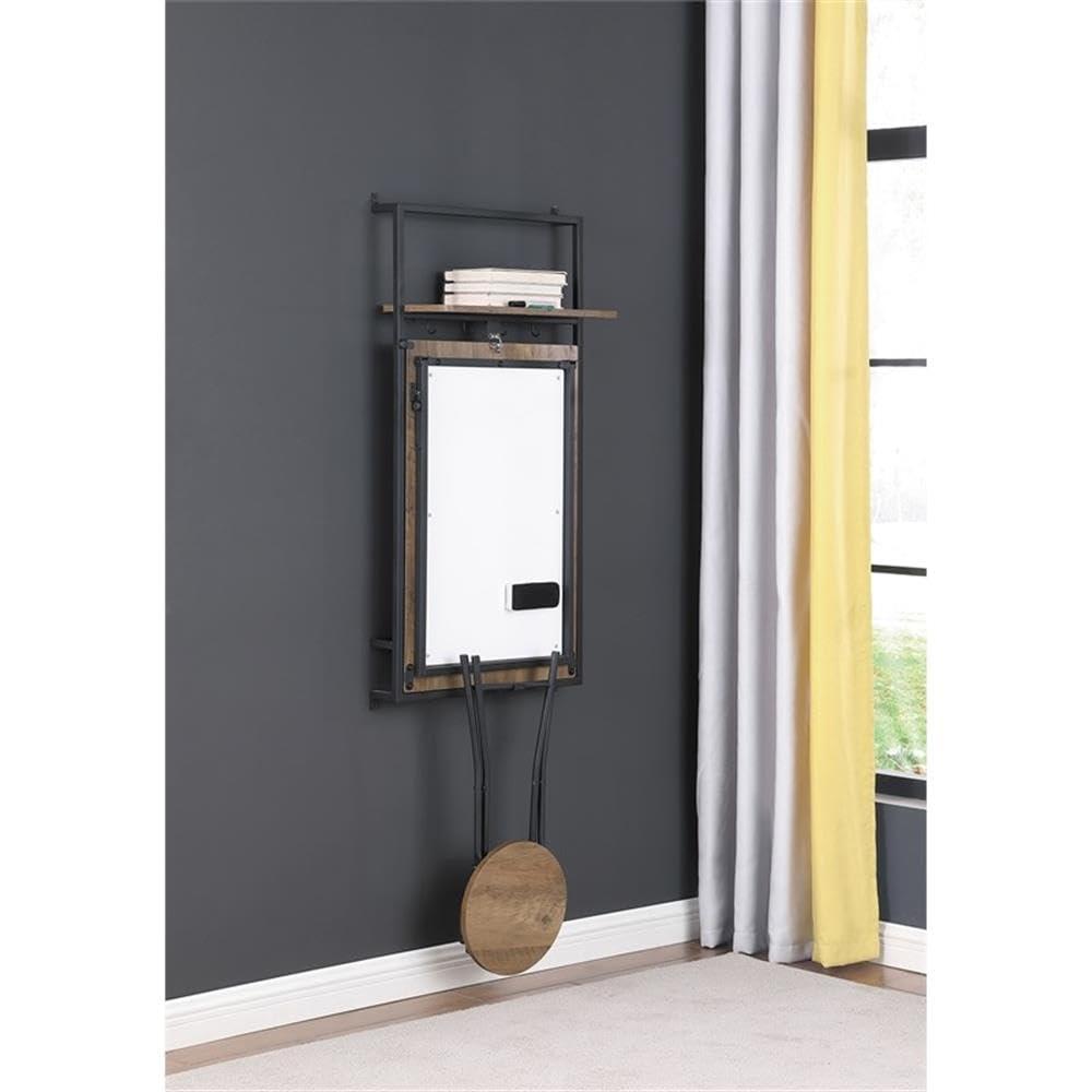 Coaster Riley Contemporary Wood Folding Wall Desk with Stool in Oak