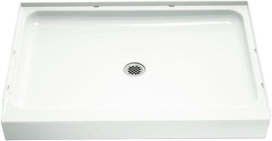 White High Gloss Vikrell 48-Inch Shower Base with Center Drain