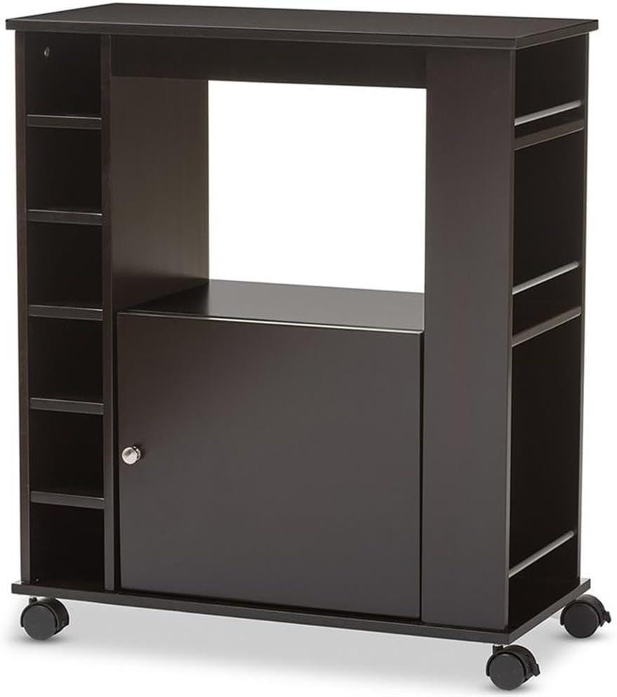 Ontario Modern & Contemporary Dark Brown Wood Modern Dry Bar & Wine Cabinet - Baxton Studio