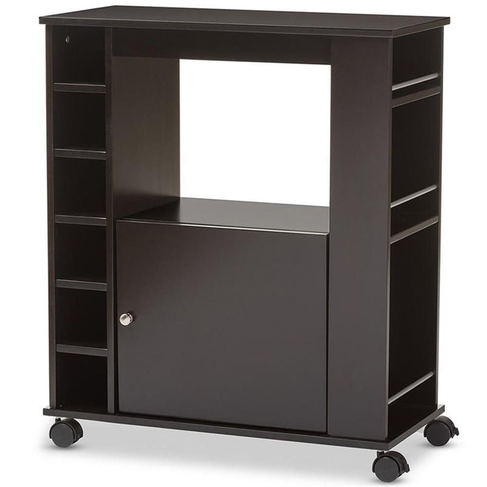 Ontario Modern & Contemporary Dark Brown Wood Modern Dry Bar & Wine Cabinet - Baxton Studio