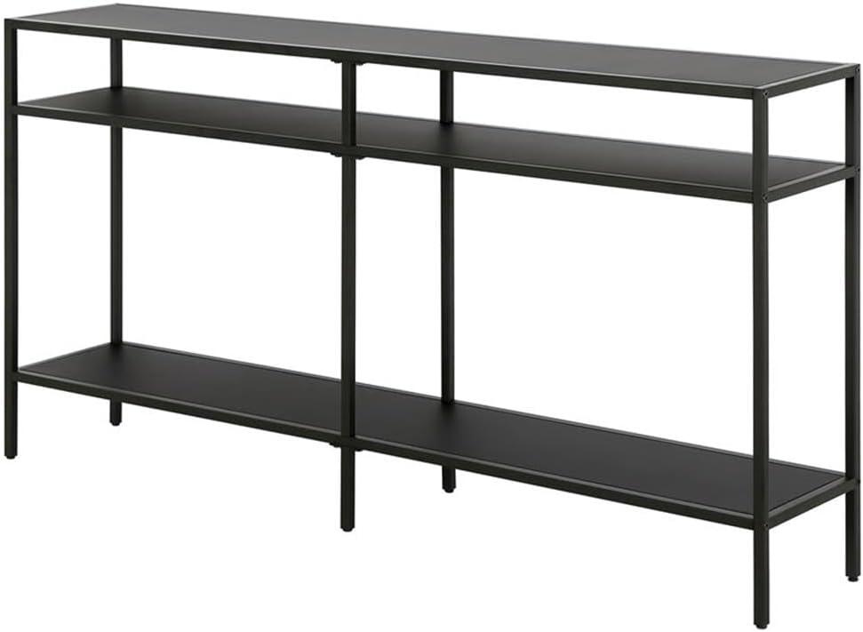 55" Black Bronze Console Table with Metal Shelves - Henn&Hart