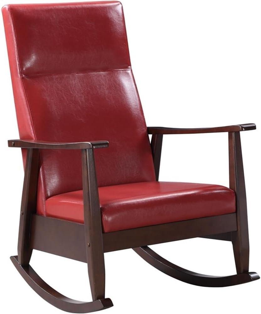 38" Raina Active Sitting Chair Red/Espresso Finish - Acme Furniture: Faux Leather, Rocker Rails, Comfort Cushion