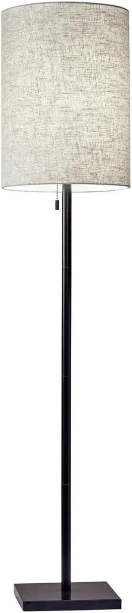 60.5" Liam Floor Lamp Golden Bronze - Adesso: Elegant Pull Chain, UL Listed, Beige Linen Shade