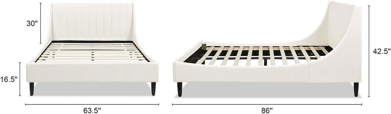 Jennifer Taylor Aspen Modern Fabric Tufted Platform Bed, Queen, Cloud White