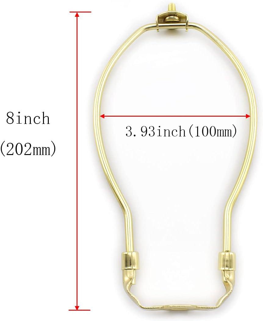 Royal Designs, Inc. Set of 2, 8 inch Polished Brass Lamp Shade Harp Holder with Lamp Finial, DIY Repair/Replacement, Heavy Duty, for Table/Floor Lamps