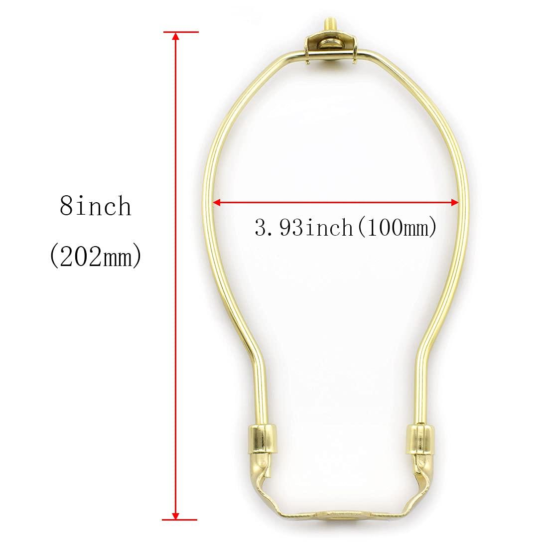 Royal Designs, Inc. Set of 2, 8 inch Polished Brass Lamp Shade Harp Holder with Lamp Finial, DIY Repair/Replacement, Heavy Duty, for Table/Floor Lamps