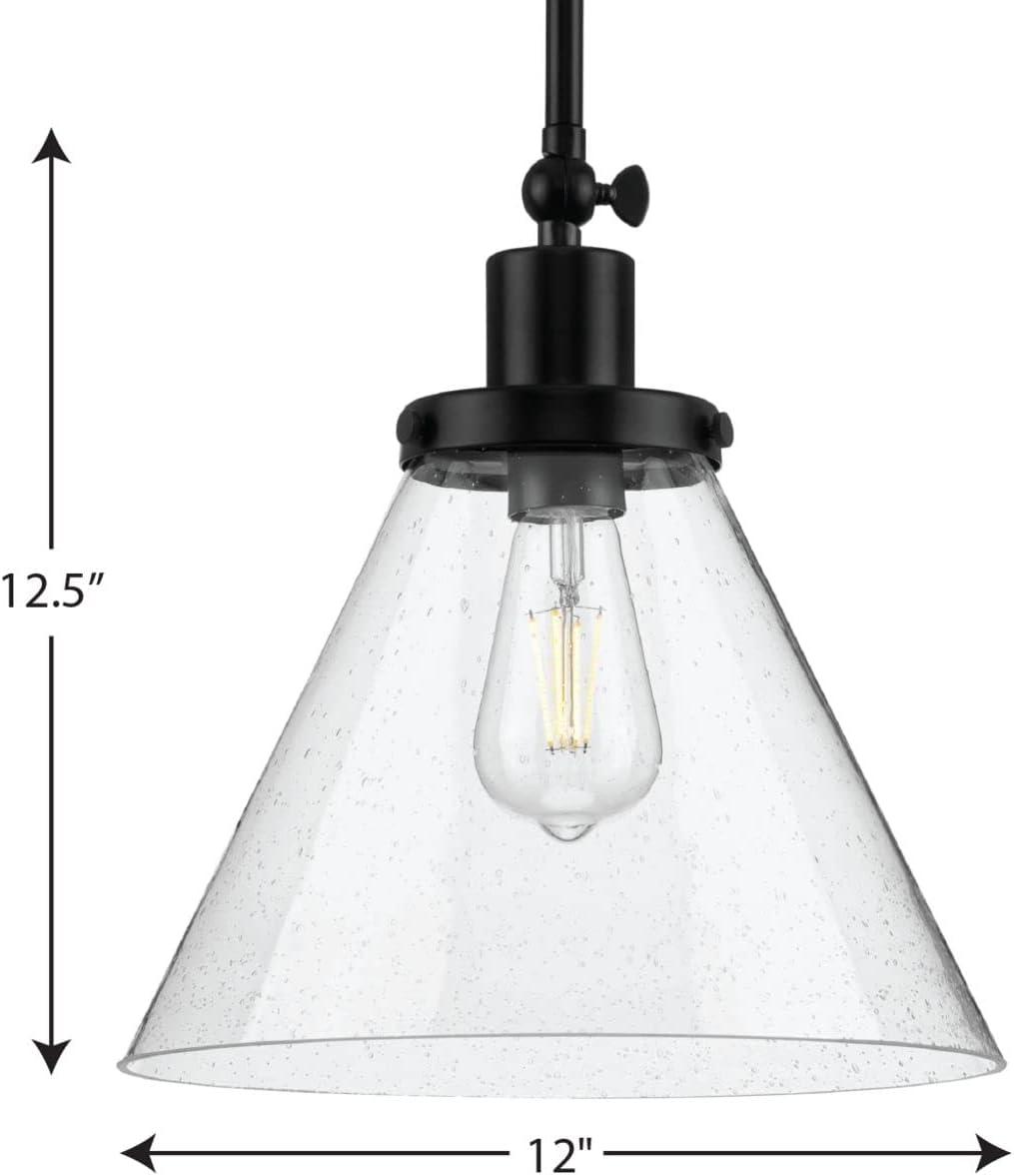 Hinton 12'' Matte Black and Clear Glass Pendant Light