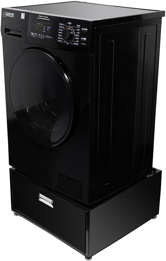 Equator Advanced Appliances All-in-one Washer Dryer Ventless FULLY BUILTIN 0-CLEARANCE 1.62cf/15lbs 110V 1400RPM with Pedestal EZ 4700 C + PDL 4455 Black