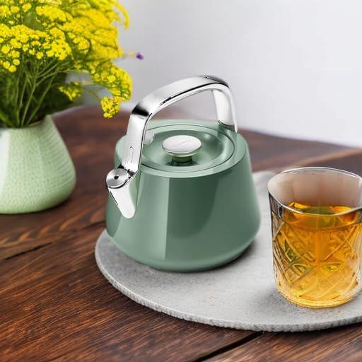 Sage Green Stainless Steel Whistling Tea Kettle