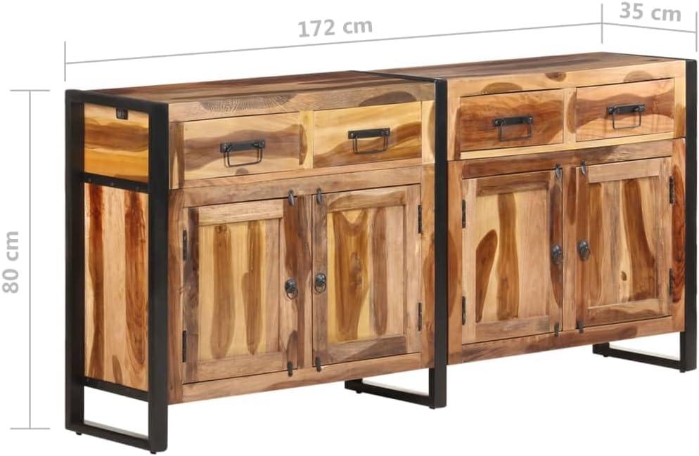 vidaXL Sideboard 67.7"x13.8"x31.5" Solid Acacia Wood with Honey Finish
