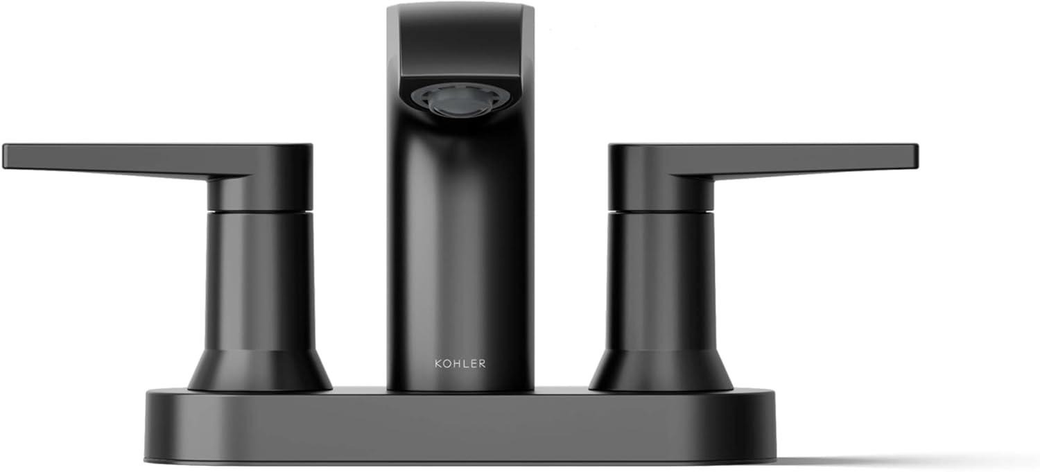 Kohler Hint Centerset 4 inch Bathroom Faucet with Pop-Up Drain Assembly, 2-Handle Bathroom Sink Faucet, 1.2 gpm