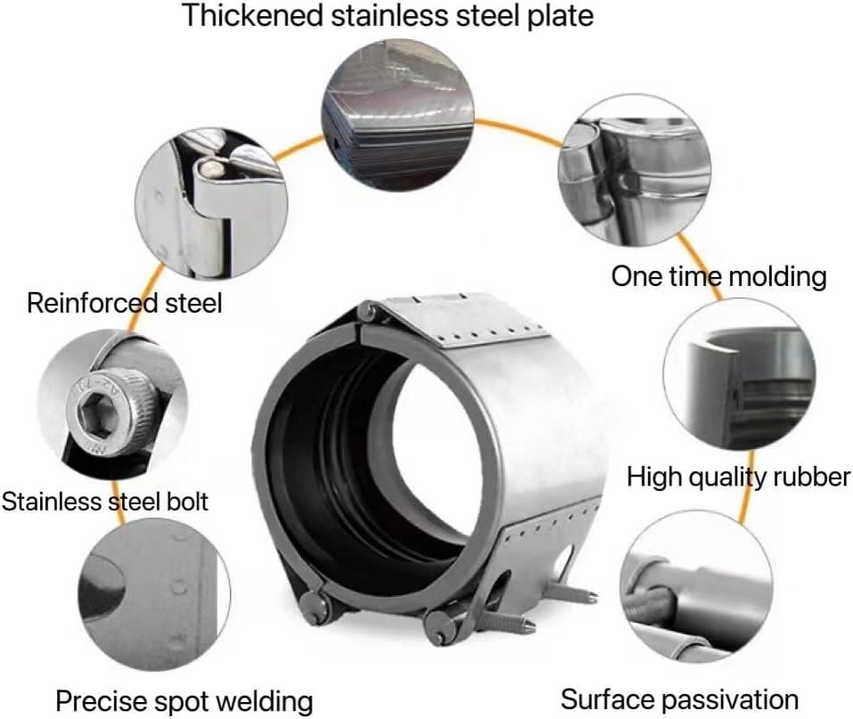 Stainless Steel and Rubber Leak Sealer Pipe Repair Clamp