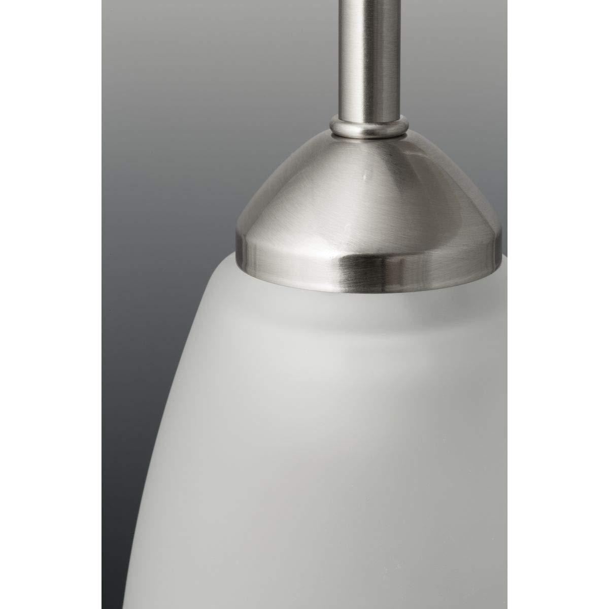 Progress Lighting Gather 1-Light Mini-Pendant, Brushed Nickel, Etched Glass Shade
